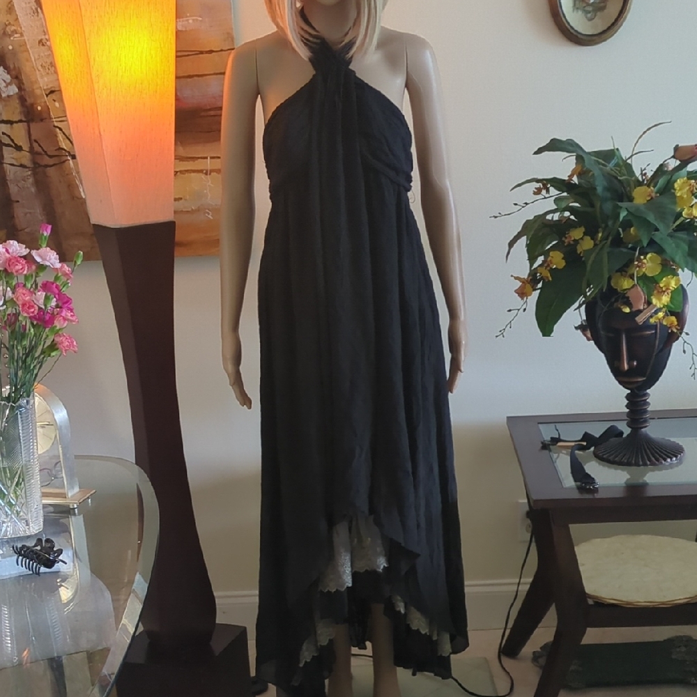 Newport News Black Halter High-Low Maxi Dress